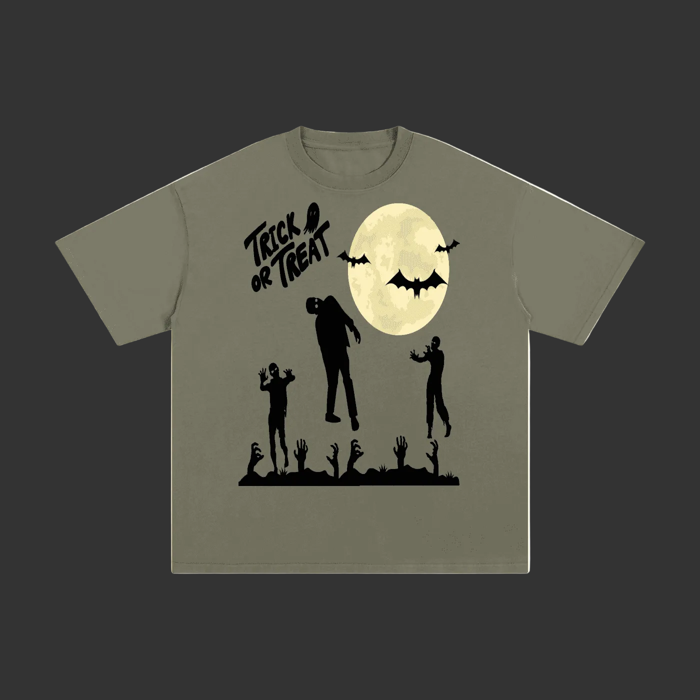 Black t-shirt with a colorful number '1' design on a gray background