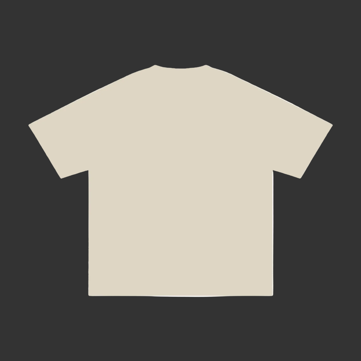 A plain short-sleeve crewneck t-shirt in a light cream or off-white color, shown from the back on a solid gray background.