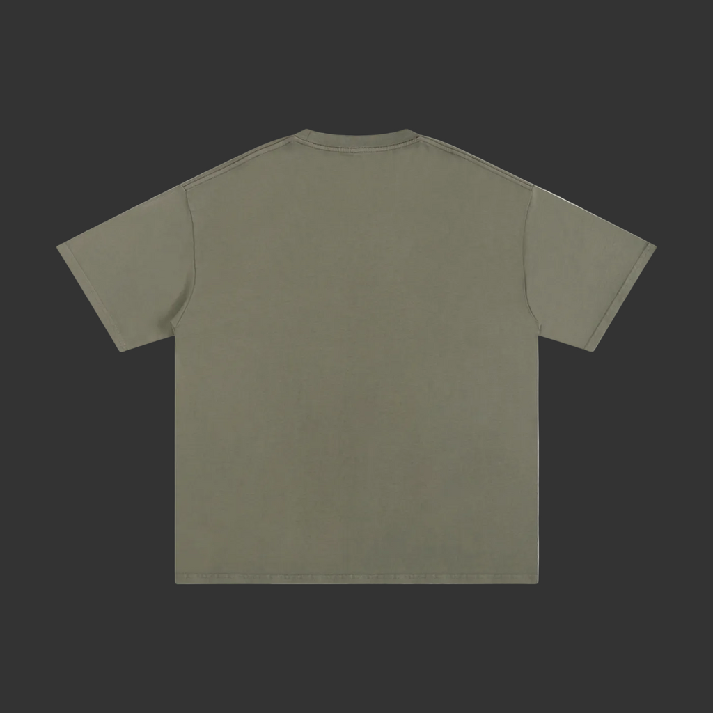 Plain green t-shirt on a gray background