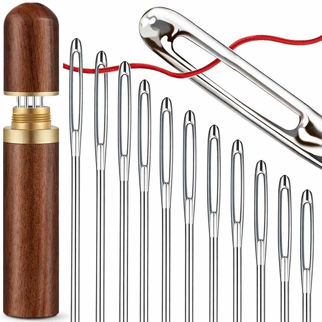 Assorted large-eye sewing needles with easy-thread design for embroidery, quilting, and hand stitching