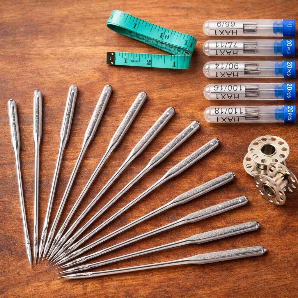 Sewing machine needles set with 100 stainless steel needles and measuring tape
