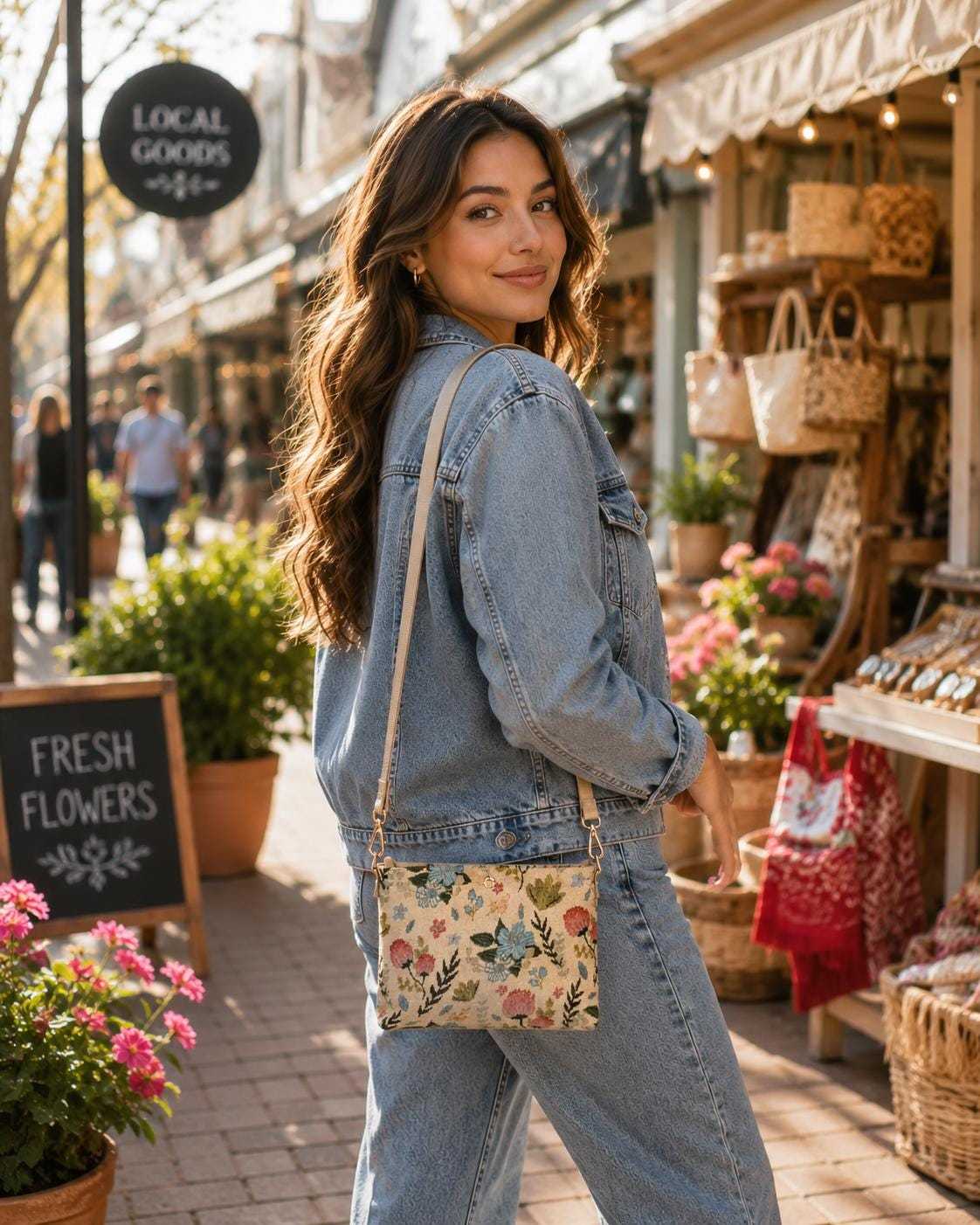 Women’s Bohemian Bag| Embroidered Crossbody Bag - Multicolor Floral Design with Adjustable Strap