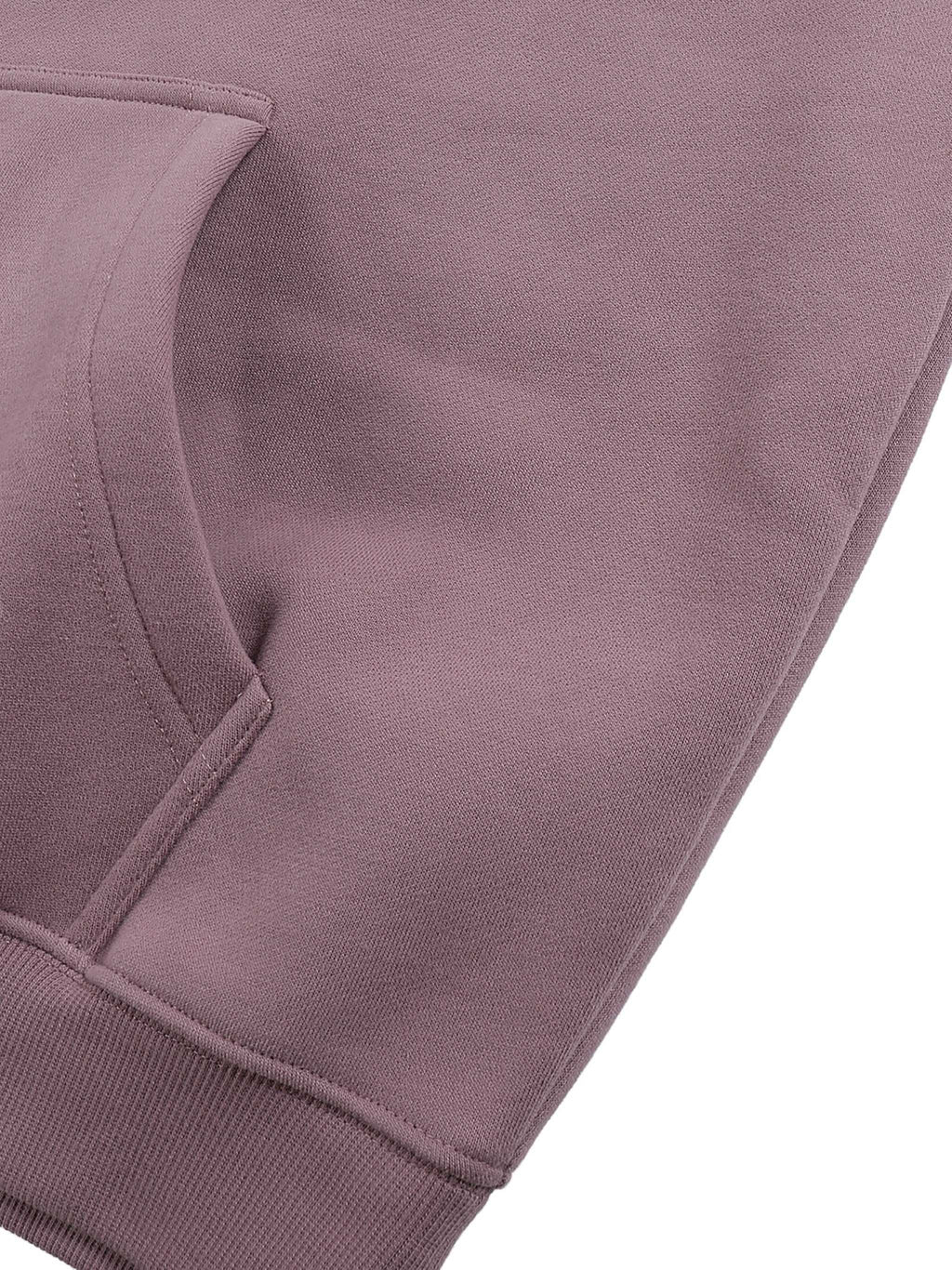 Close-up of a purple sweatshirt with a white background